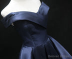 Off the Shoulder Short Navy Blue Prom Dress, Short Blue Homecoming Graduation Dresses