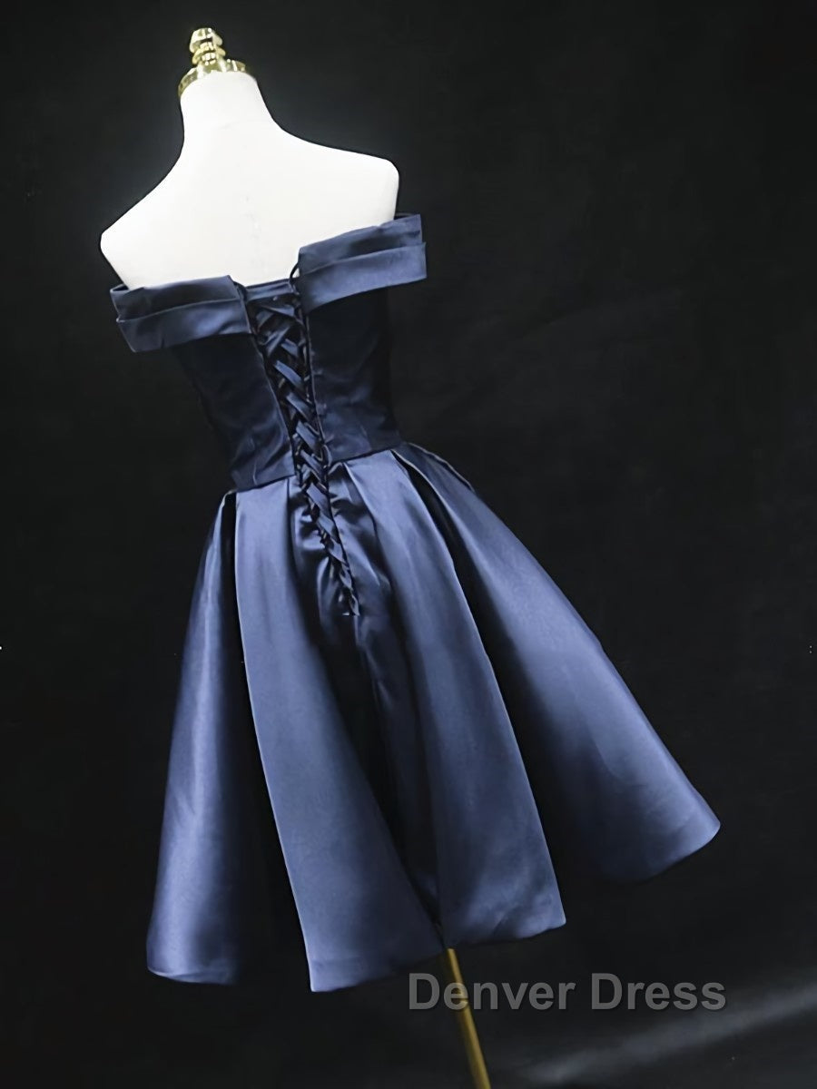 Off the Shoulder Short Navy Blue Prom Dress, Short Navy Blue Prom Homecoming Graduation Dresses Secondary image