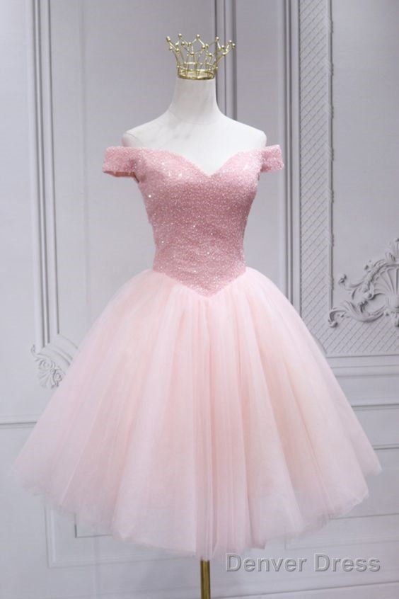 Off The Shoulder Short Pink Prom Dress Homecoming Dresses Main image