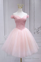 Off The Shoulder Short Pink Prom Dress Homecoming Dresses