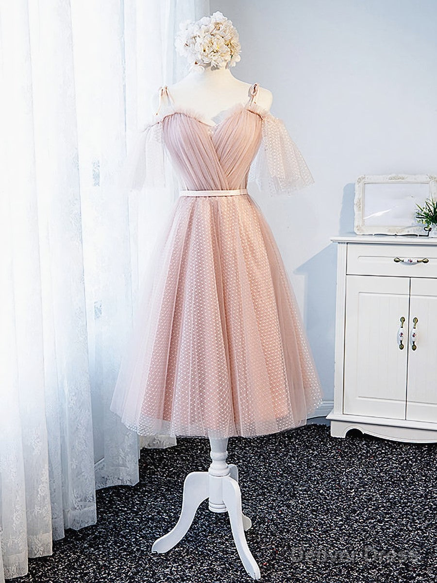 Off the Shoulder Short Pink Prom Dress, Short Pink Prom Graduation Bridesmaid Dresses