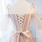 Off the Shoulder Short Pink Prom Dress with Corset Back, Short Pink Prom Graduation Bridesmaid Dresses