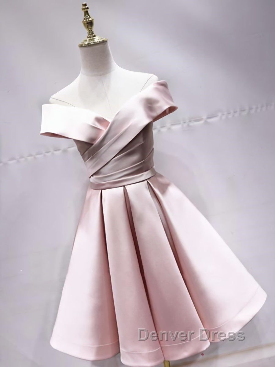 Off the Shoulder Short Pink Prom Dress, Short Pink Prom Graduation Dresses Secondary image