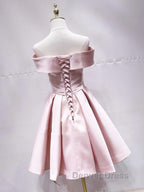 Off the Shoulder Short Pink Prom Dress, Short Pink Prom Graduation Dresses