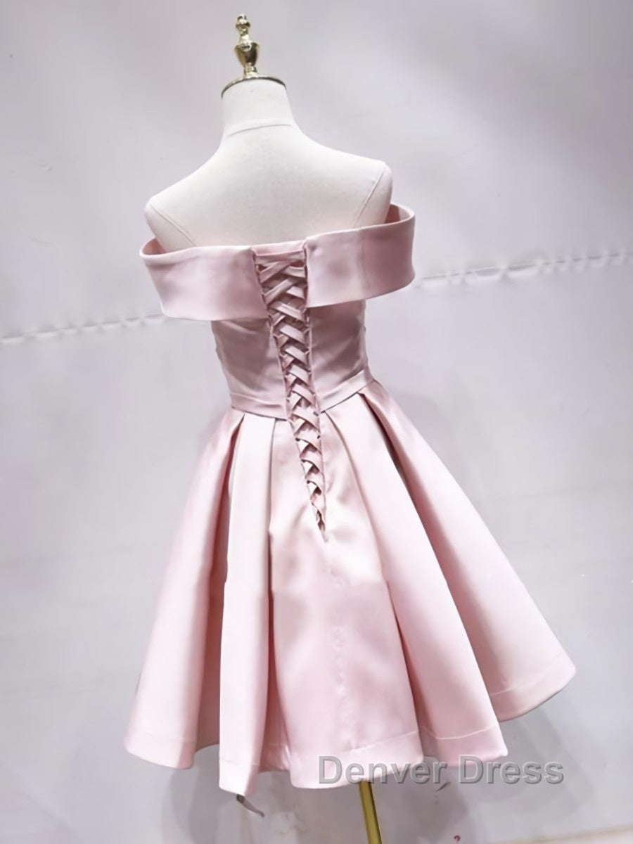 Off the Shoulder Short Pink Prom Dress, Short Pink Prom Graduation Dresses