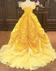 Off The Shoulder Taffeta Ball Gown Quinceanera Dresses Yellow