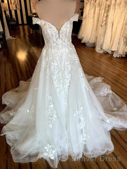 Off The Shoulder Tulle/Lace Wedding Dresses