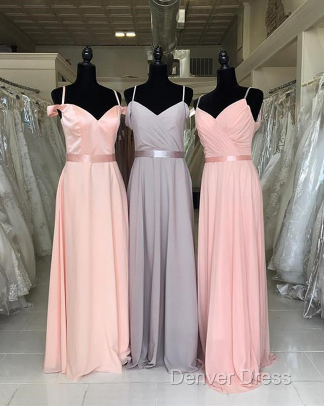 Off The Shoulder V Neck Chiffon Bridesmaid Dresses Floor Length