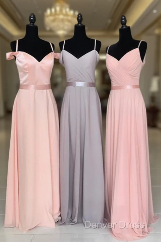 Off The Shoulder V Neck Chiffon Bridesmaid Dresses Floor Length Main image