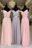 Off The Shoulder V Neck Chiffon Bridesmaid Dresses Floor Length