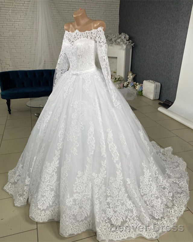 Off The Shoulder Wedding Dresses Long Sleeves Ball Gown Secondary image