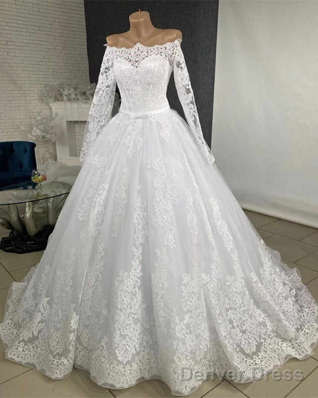 Off The Shoulder Wedding Dresses Long Sleeves Ball Gown
