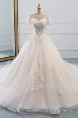 Off-The-Shoulder Wedding Gown With Lace Appliques