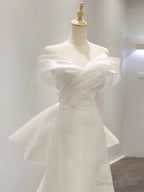 Off the Shoulder White Ivory Wedding Dress, Ivory Prom Graduation Dresses