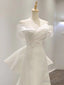 Off the Shoulder White Ivory Wedding Dress, Ivory Prom Graduation Dresses
