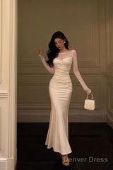 Off The Shoulder White Mermaid Prom Dresses
