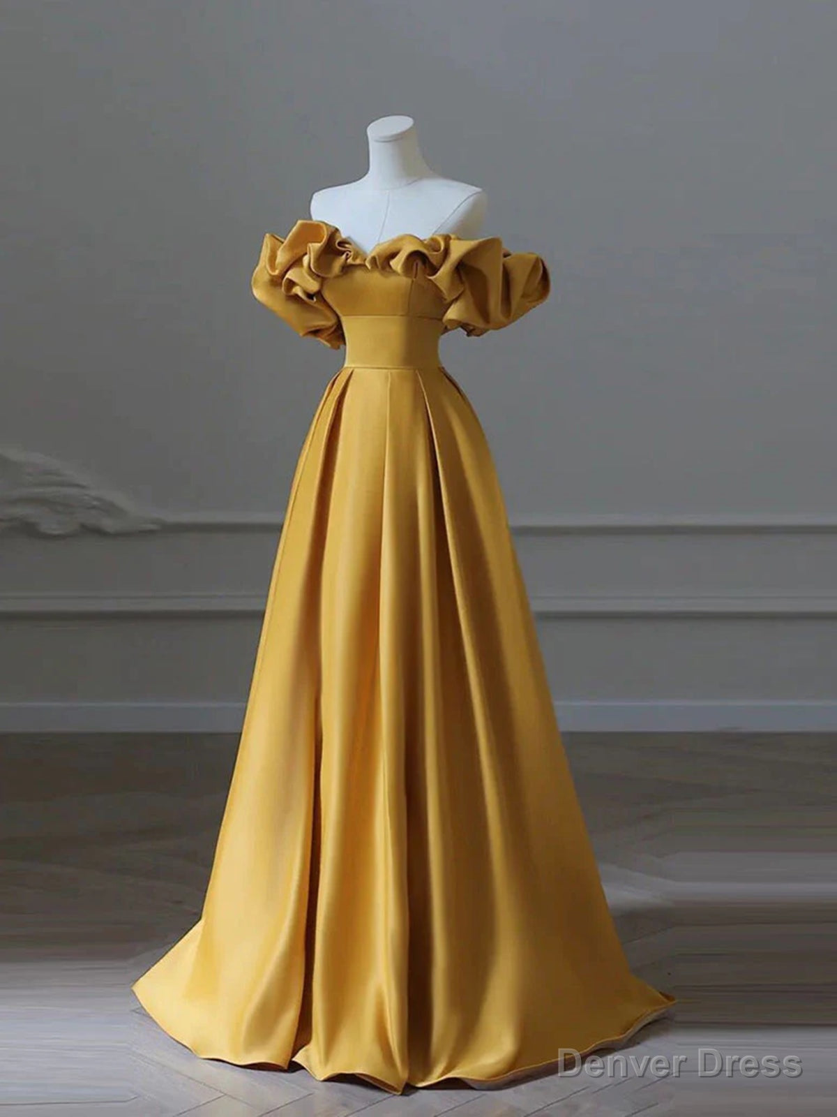 Off the Shoulder Yellow Long Prom Dress, Yellow Off Shoulder Long Prom Dresses