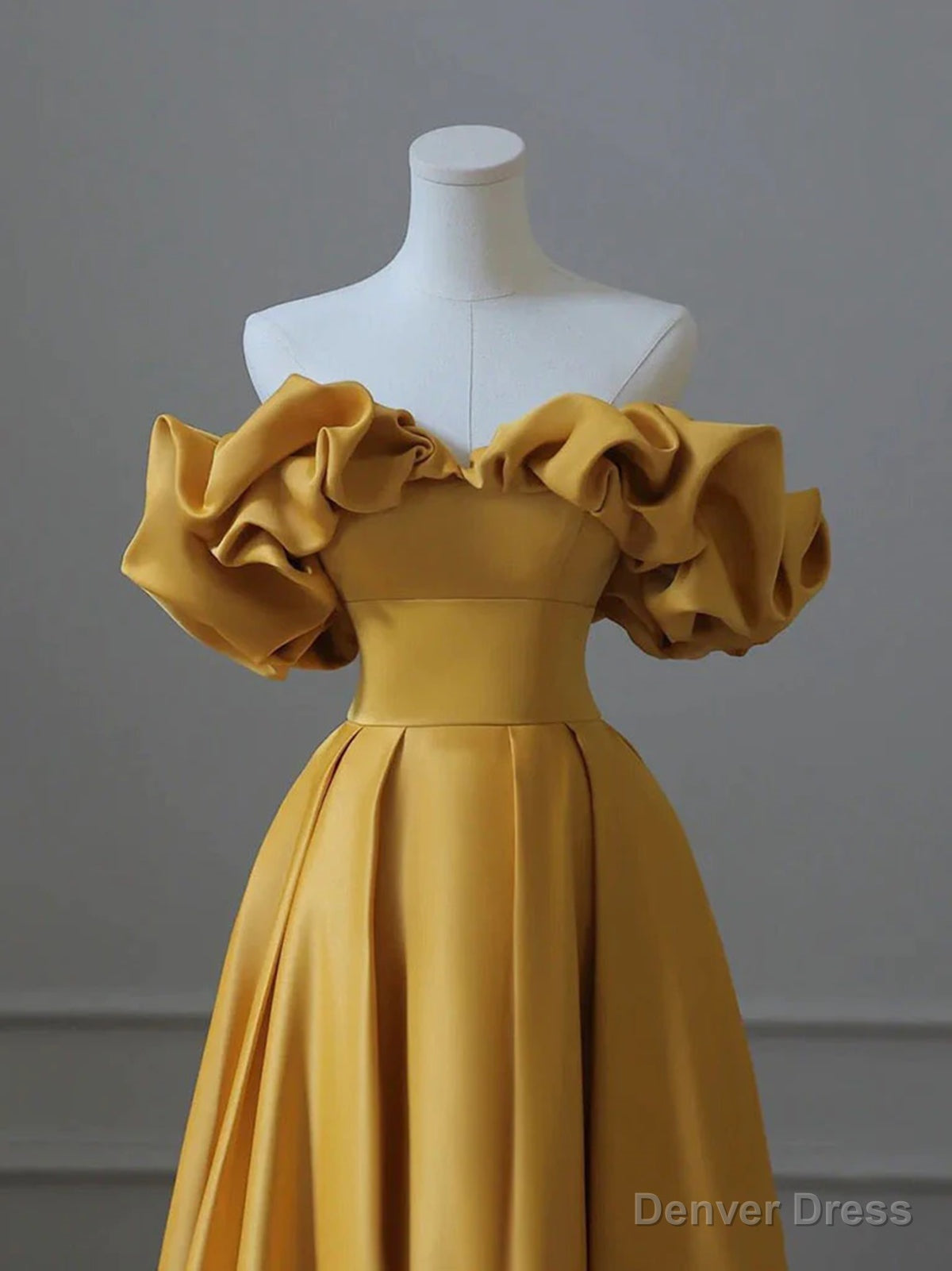 Off the Shoulder Yellow Long Prom Dress, Yellow Off Shoulder Long Prom Dresses