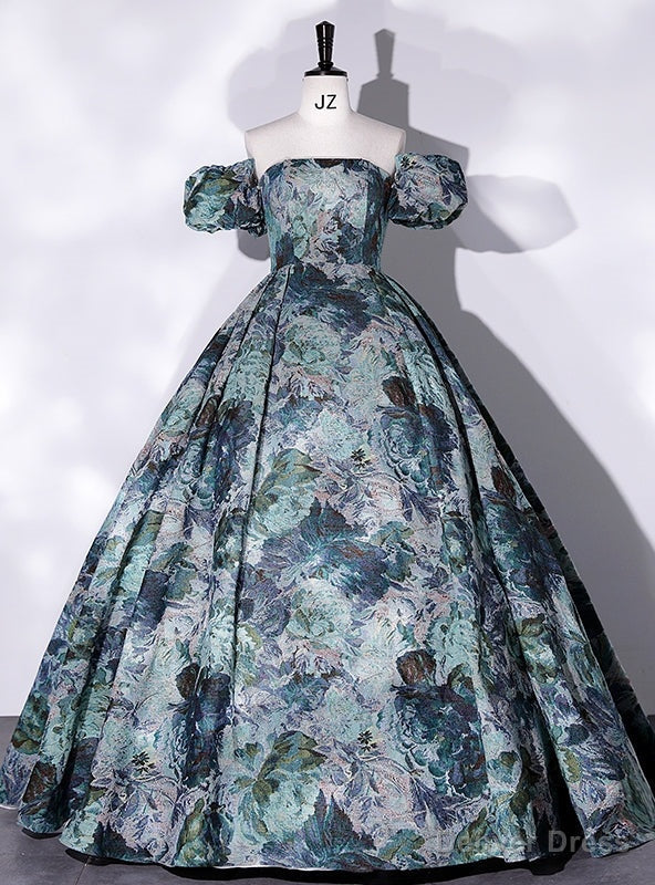 Oil Paint Strapless Quinceanera Dresses Detachable Sleeve