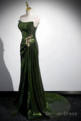 Olive Green Trumpet Mermaid Sequin Prom Dress