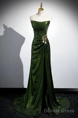 Olive Green Trumpet Mermaid Sequin Prom Dress