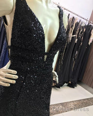 Ombre Mermaid V-Neck Court Train Prom Sequins Dresses