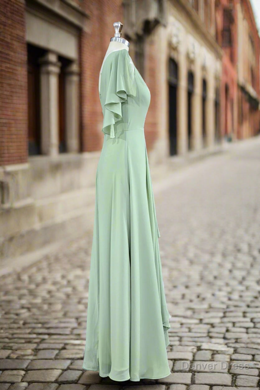 One Shoulder Chiffon Bridesmaid Dresses With Slit Secondary image