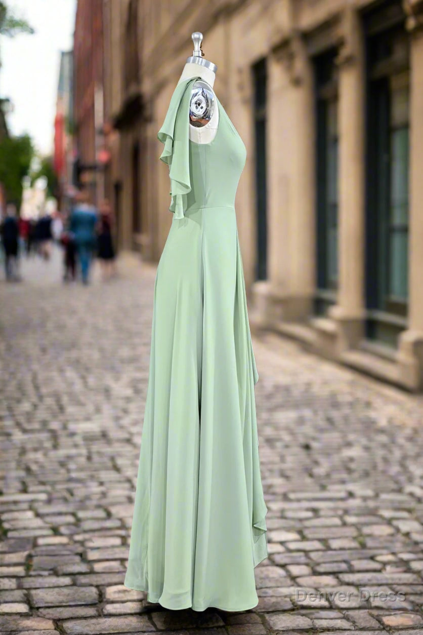 One Shoulder Chiffon Bridesmaid Dresses With Slit