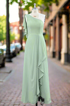 One Shoulder Chiffon Bridesmaid Dresses With Slit