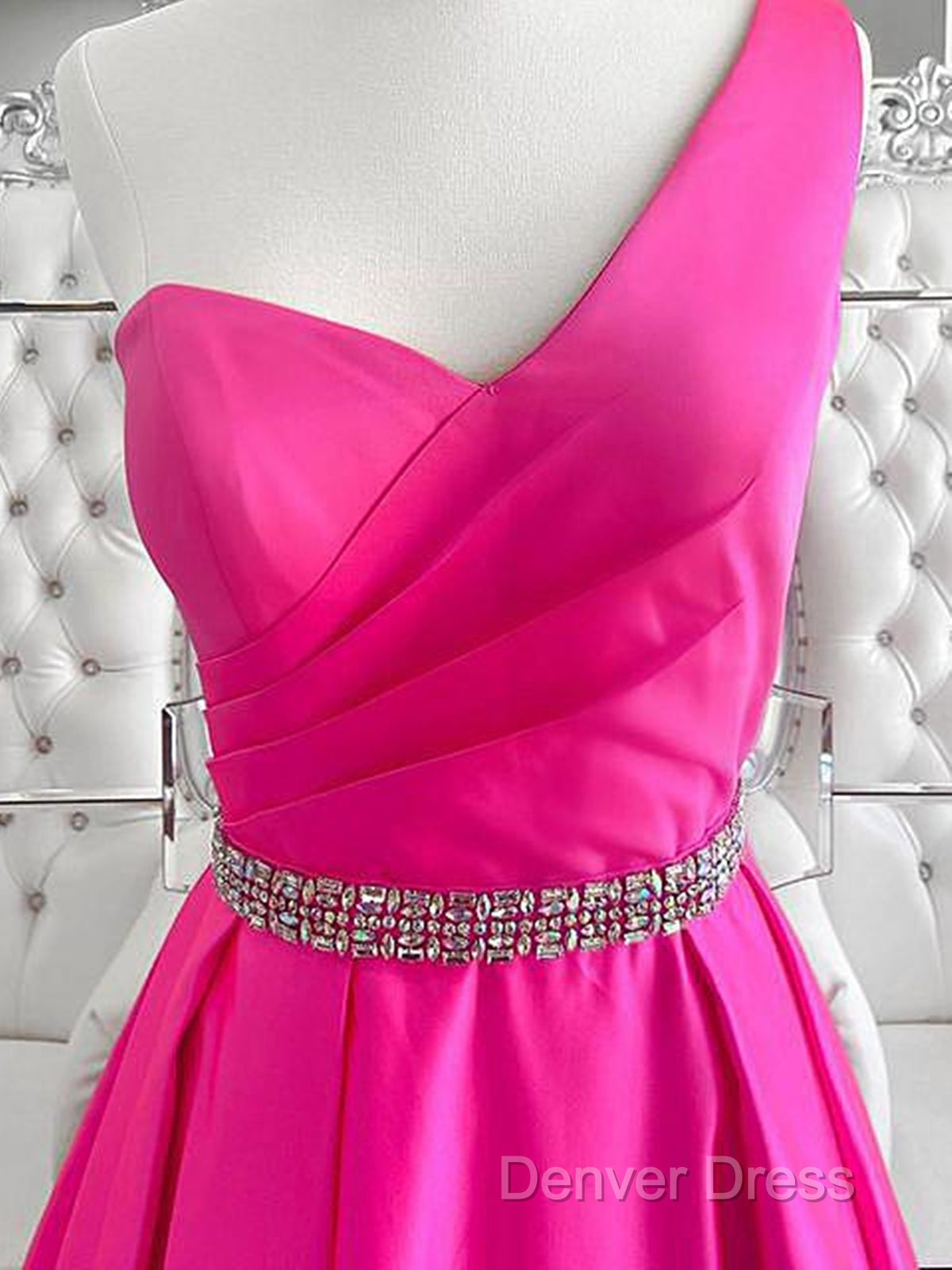 One shoulder Pink  Party Dress