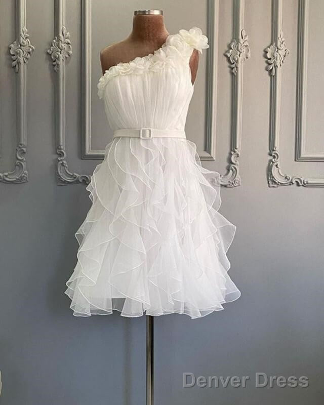 One Shoulder Organza Tiered Homecoming Dresses