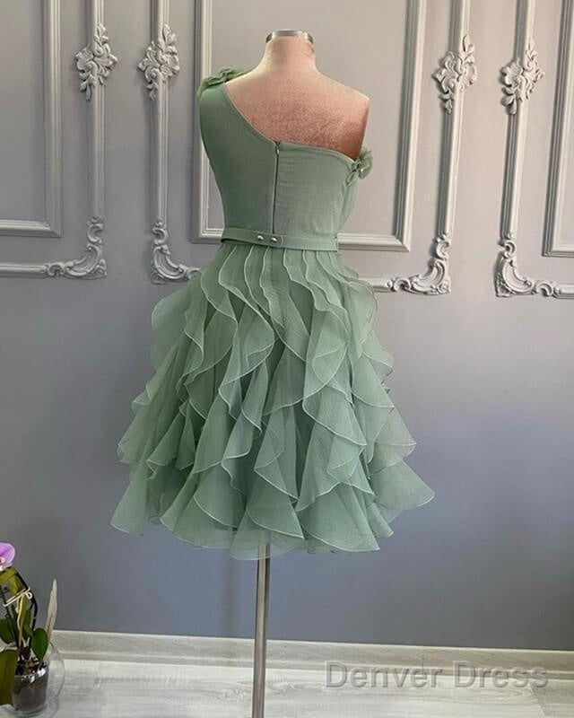 One Shoulder Organza Tiered Homecoming Dresses