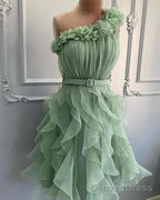 One Shoulder Organza Tiered Homecoming Dresses