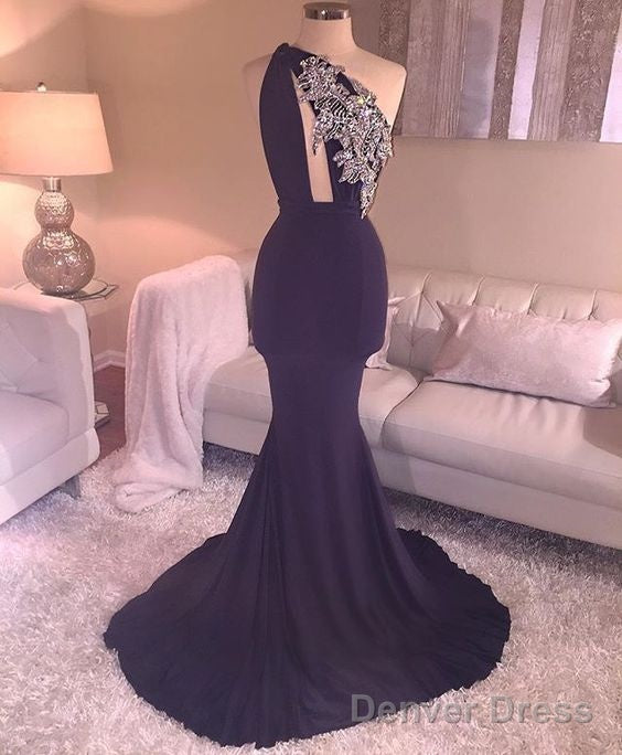 One Shoulder Prom Dress, Mermaid Prom Dress,Applique Prom Dress,Fashion Prom Dress,Sexy Prom Dresses