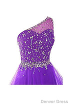 One Shoulder Prom Dress Tulle Homecoming Dresses With Beading