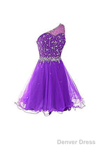 One Shoulder Prom Dress Tulle Homecoming Dresses With Beading