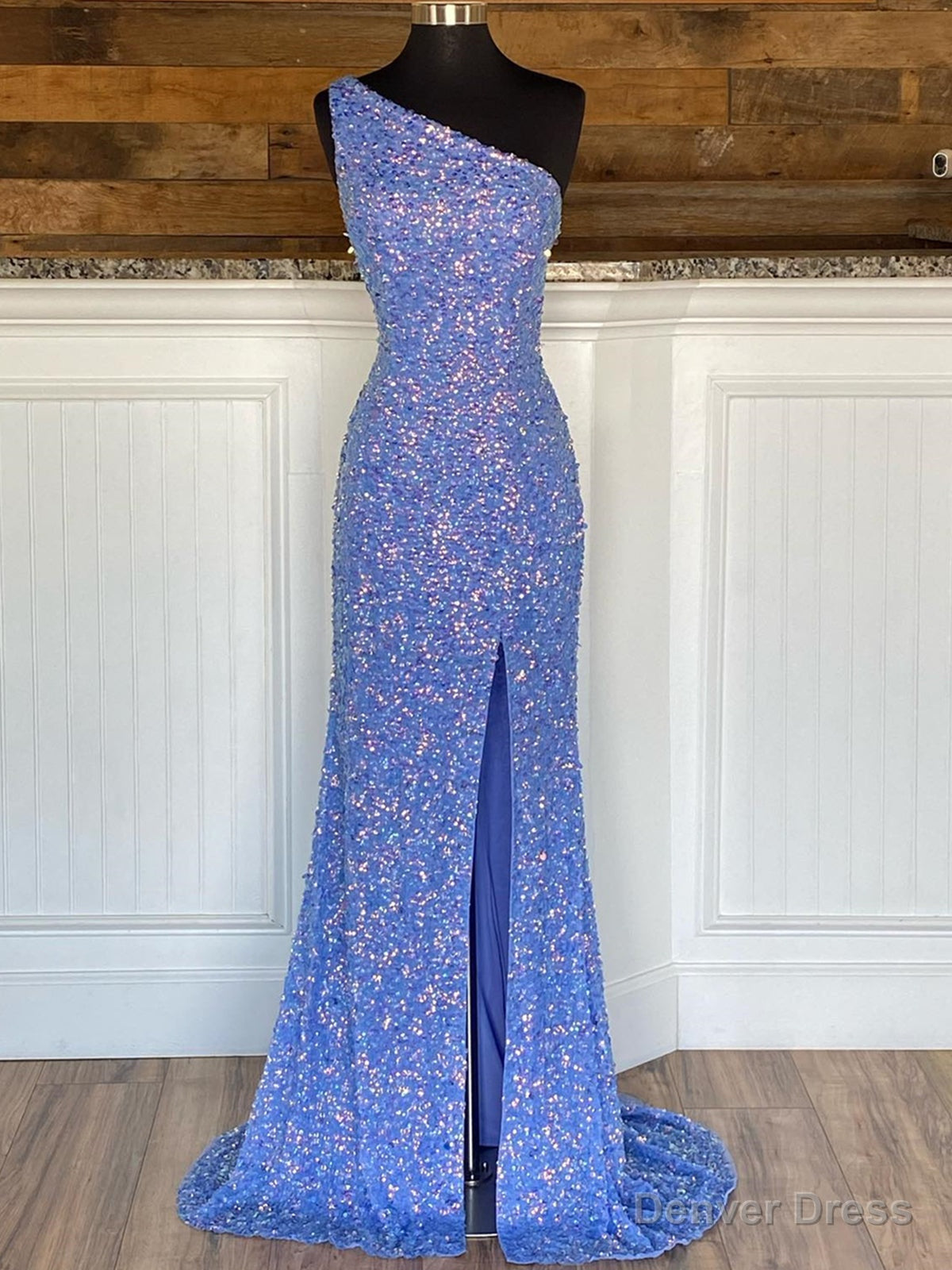 One Shoulder Purple Sequins Long Prom Dress, One Shoulder Purple Long Prom Graduation Dresses