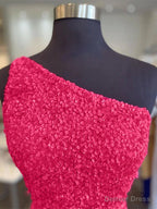One Shoulder Short Hot Pink Prom Dress, One Shoulder Short Hot Pink Prom Homecoming Dresses