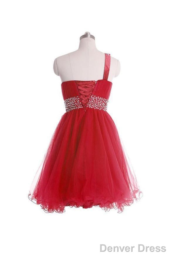 One Shoulder Short Prom Dress Homecoming Dresses With Beading Secondary image