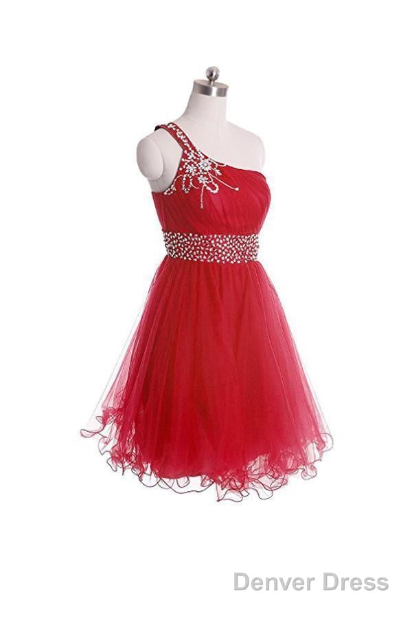 One Shoulder Short Prom Dress Homecoming Dresses With Beading