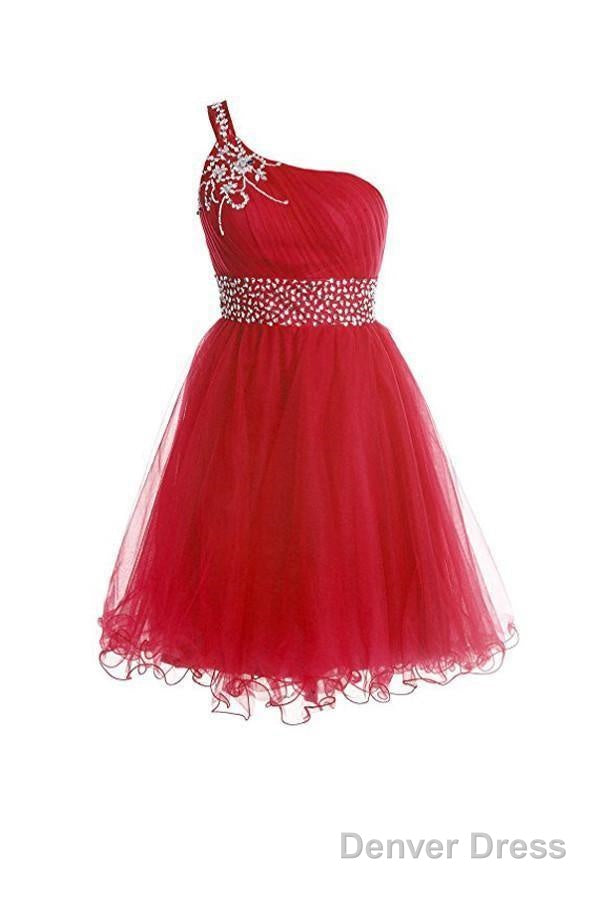 One Shoulder Short Prom Dress Homecoming Dresses With Beading Main image
