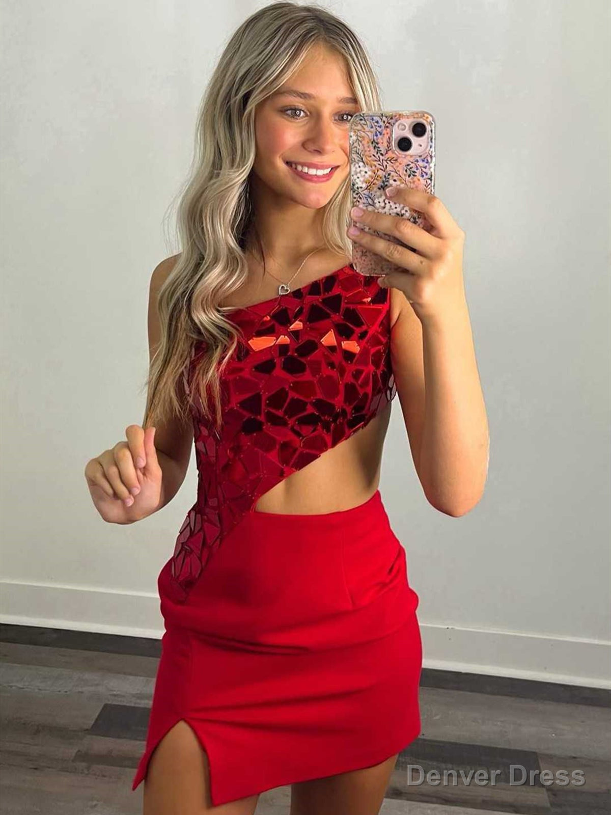 One Shoulder Short Red Prom Dress, One Shoulder Short Red Prom Homecoming Dresses Main image