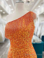 One Shoulder Short Tight Orange Blue Prom Dress, One Shoulder Short Prom Homecoming Dresses