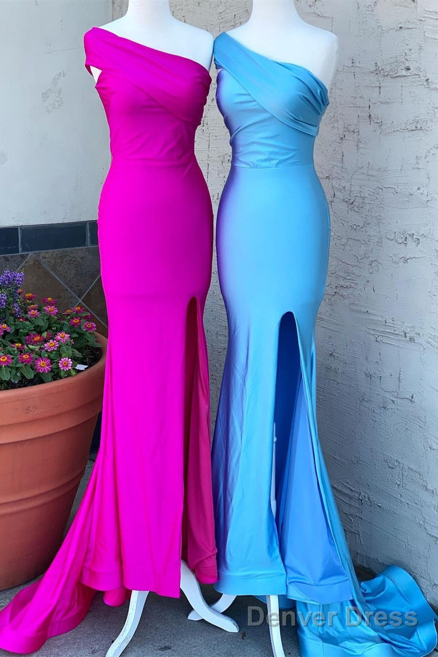 One Shoulder Side Slit Mermaid Long Prom Dress Main image