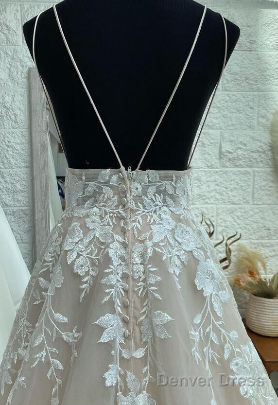 Open Back A Line Wedding Dress, Bridal Gowns ,Dresses For Brides