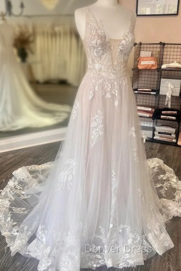 Open Back A Line Wedding Dresses,Custom Made Bridal Dresses Main image