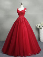 Open Back Burgundy Lace Tulle Long Prom Dress, Burgundy Lace Prom Dresses