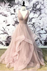 Open Back Dusty Pink Long Prom Dress Simple Evening Gowns,