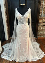 Open Back Mermaid Tulle/Lace Wedding Dresses