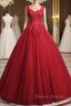 Open Back Red Lace Long Prom Dress, Red Lace Prom Dresses, Red Ball Gowns